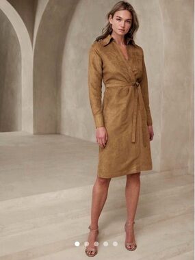 NWT BANANA REPUBLIC factory BROWN FAUX SUEDE TRENCH COAT SIZE 6